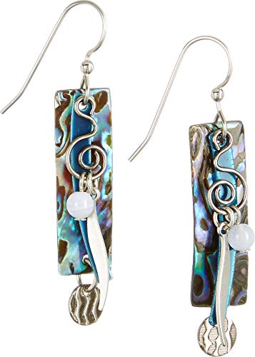 Silver Forest Abalone Rectangle Blue Earrings One Size Blue/silver tone