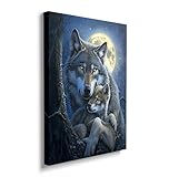Wolf Canvas Wall Art Wildlife Pictures Wolves Art Painting Prints Wolf Modern Artwork for Bathroom Living Room Bedroom Office Framed Wall Decor 12'x16'