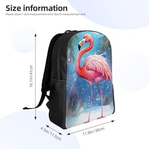 16In Travel Backpack Flamingo Palm Snow Lights Casual Daypack for Outdoor Enthusiasts, Business Men & Women, Travel Ready Design3