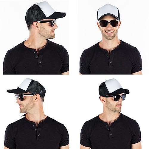 Image of Funky Junque Foam Trucker Hat, Trucker Hats for Women & Men - Blank Adjustable Snapback Mesh Back Baseball Cap
