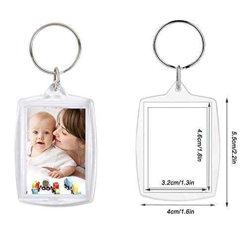 Image of BetterJonny 20Pcs Acrylic Picture Keychain Blanks in Clear Acrylic Picture Frame Keyrings