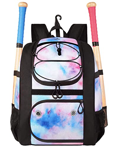 Image of MATEIN Softball Bag, Lightweight Baseball Backpack with Shoe Compartment, Baseball Bag with Fence Hook for TBall Bat & Equipment, Softball Gifts Catchers Backpack for Women Fit Catcher's Mitt, Helmet