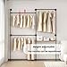 DABILONGC Industrial Pipe Clothing Rack Wall Mounted Heavy Duty, Space Saving Garment Hanger System for Wardrobe/Walk-in Closet (Black, 2 Tier)