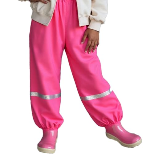 Dioshark Regenhose Mädchen wasserdichte Matschhose Baby Kleinkind Sommer Rosenrot Dünn Buddelhose mit Reflektor Regenlatzhose Ohne Träger Gefüttert Leichte Atmungsaktive Fahrrad für Alter 1-2 Jahre