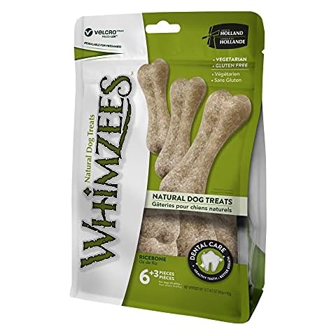 WHIMZEES Rice Bone, Natural and Grain Free Dog Dental Sticks, Dog Chews for Medium and Large Breeds, Size M/L, 9 count (Pack of 1) Cover