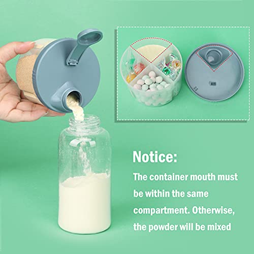 Accmor Baby Formula Dispenser On The Go, Non-Spill Rotating Four-Compartment Formula Container to Go, Milk Powder Kids Snack Container for Infant Toddler Travel Outdoor, Blue - Thumbnail 7
