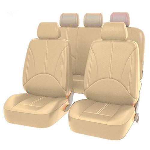 QWESHTU Fundas Asientos Delantero & Trasero Coche Poli-Piel Universales Negro | Juegos...