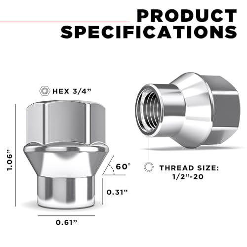 Image of White Knight 7804-14 Chrome 1 /2 inch-20 Open End ET Bulge Lug Nut, 4 Pack