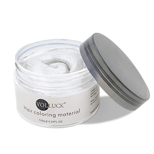 White Hair Coloring Wax Temporary Hair Clay Pomades 4.23 oz,Natural Hair Dye Material Disposable Hair Styling Clay Ash for Cosplay,Halloween,Party