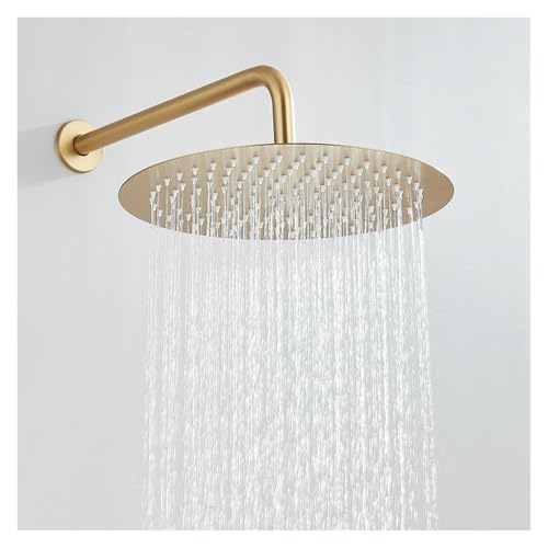 Douche brossée dorée encastrée à effet pluie avec bec baignoire pour cocon spa - 5