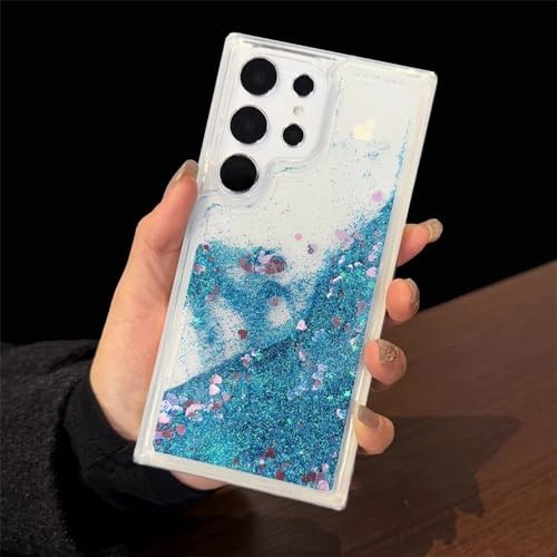 Coque Samsung S24 Plus bleu pailleté quicksand noctilucent