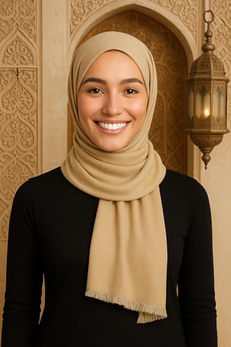 SAM INC Pashmina Hijab Scarf for Women – Soft Lightweight Wrap – Breathable Everyday Muslim Headscarf Solid Color Shawl Non-slip Modal hijab fabric – 65x180cm2