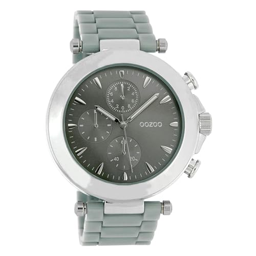 Oozoo XXL Strass Damenuhr mit Lederband - C3761 - Silber