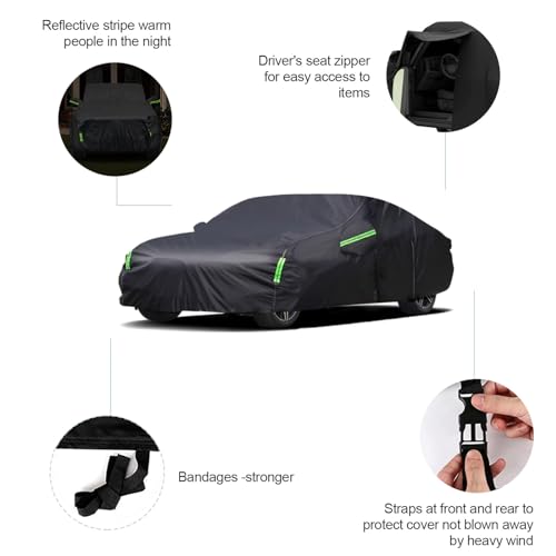 Image of Car Cover Custom Fit for Honda Accord Sedan /Coupe (2001-2023)，All Weather 210T Windproof Car Covers with Windproof Strap and Driver Door Zipper,Sun Snow Rain Dust Protection