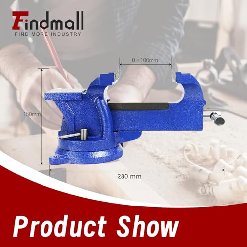 findmall 5" Bench Vise with Anvil 360° Swivel Locking Base Table Top Clamp Heavy Duty Vice Swivel Base Bench - Image 3