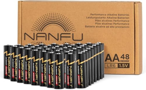 NANFU AA Batteries (48 Pack), 10 Year Shelf-Life 1.5v LR6 Double A Alkaline Battery with Leak-Proof Design, Non-Rechargeable by NANFU - Used condition - CA$18.59
