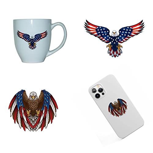 Eagle 6 Sheets Temporary Tattoos For Adults Men Women Feather America Flag Abstract Independence Day Usa Flags Flying Wing Bald Breaking Through A Wall Fake Tattoo Kits Sets For Neck Arm Hands Leg #TOP3
