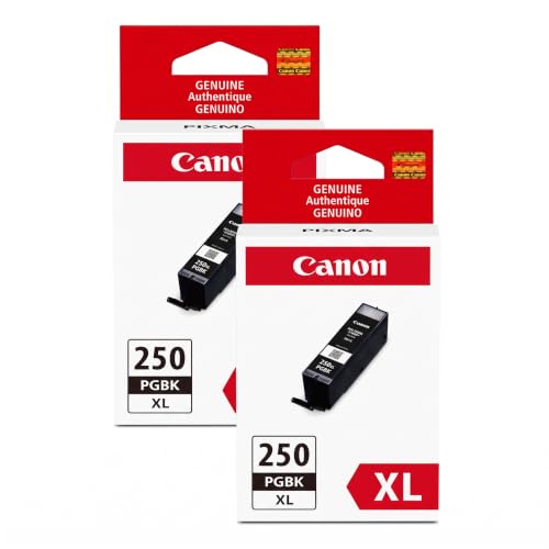 Canon PGI-250XL Genuine Pigment Black Ink Tank,Compatible with MG6320,IP7220 & MG5420,MX922,MG5520,MG6420,MG7120,iX6820,iP8720,MG7520,MG6620,and MG5620 Printers,(Pack of 2)