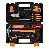 TROPOW 57 Piece Tool Kit, Home Tool Set Kit, General Household Hand Kit with Plastic Toolbox, Home Repair Set with Screwdrivers, Hammer, Wrenches, Measuring Tapes&Etc, Ideal for School,Home Use &More