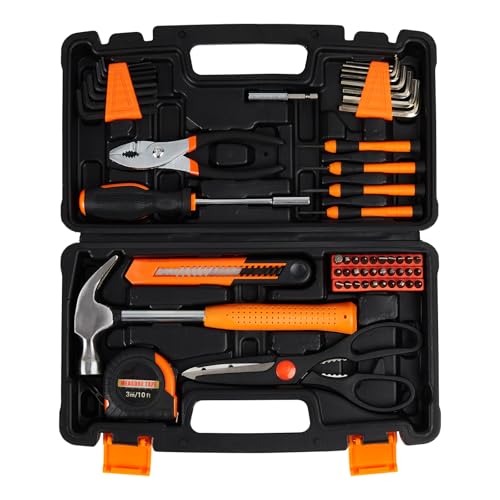 57 Piece Tool Set, Portable Small Tool Kit, General Household Hand Kit with Plastic Toolbox Storage Case for Home Maintenance