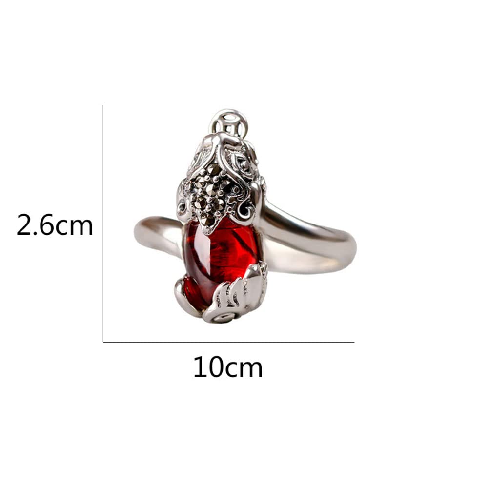 S925 Sterling Silber Red Pixiu Ringe Retro Granat Feng Shui Ringe Charming Lucky Jewelry Für Frauen Mädchen