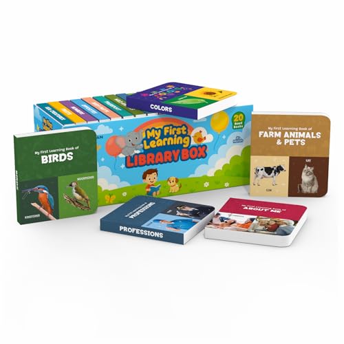 Image of My First Library Box Set of 20 Board Books for Toddlers & Kids 1-5 Years | ABC, 123 Numbers, Wild Animals, Colors, Shapes & More | Durable Early Learning Preschool Books Gift Set for Boys & Girls