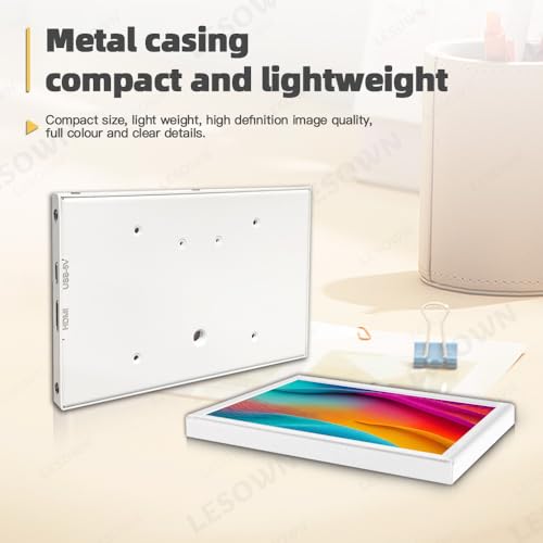 Image of 5 Inch Mini Secondary Display 800x480 IPS LCD Small Auxiliary Monitor Portable Screen for PC Laptop Raspberry Pi Xbox Switch Windows White Aluminium
