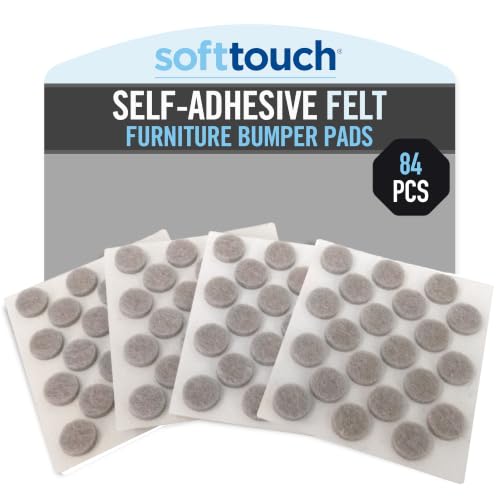 SoftTouch 3/8 Round Mini Self-Stick Furniture Slider Felt Pads for Hard Surfaces Noise-Reducing Adhesive Furniture Moving Pads for Beds Sofas Dressers 84-Count Beige