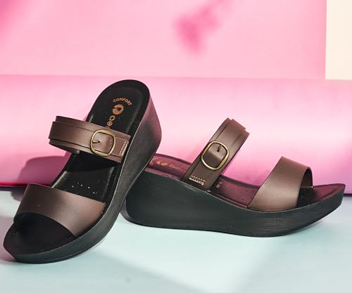 Image of puntoblu Cushion Comfort Designer Platform Heels for Women | Comfortable Padded Footbed | Anti-Skid & Durable Wedge Heel Slippers for Girls | Ideal for Casual, Party & Ethnic Wear