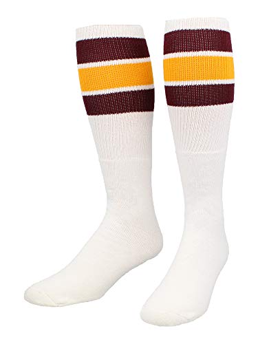 Image of TCK Retro Tube Socks with Stripes for Men & Women - 3 Stripe, 70's 80's Deadlift Socks