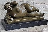 EUROPEAN BRONZE Bronze Handcrafted Art Sculpture Fernando Botero Abstract Nude Woman Statue Décor Deal