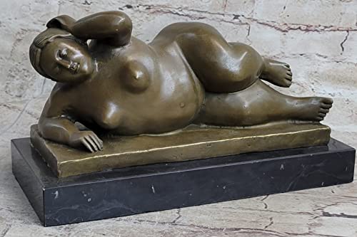 EUROPEAN BRONZE Classic Botero Famous Abstract Female Bronze Sculpture Nude