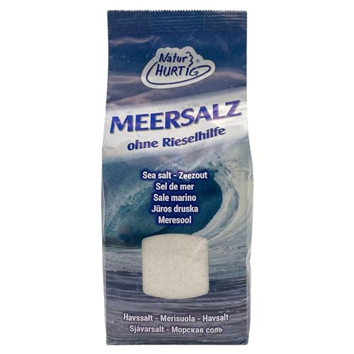 Natur Hurtig Meersalz Fein 1 kg | Naturbelassen, unraffiniert und ohne Zusätze | Unbehandeltes feines Meersalz
