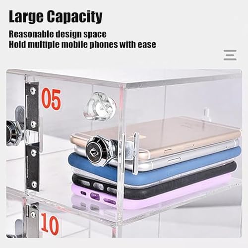 Wall-Mounted Clear Acrylic Cell Phone Storage Locker - Secure Office & School Phone Cabinet with Keys - Ideal for Organizing Personal Devices