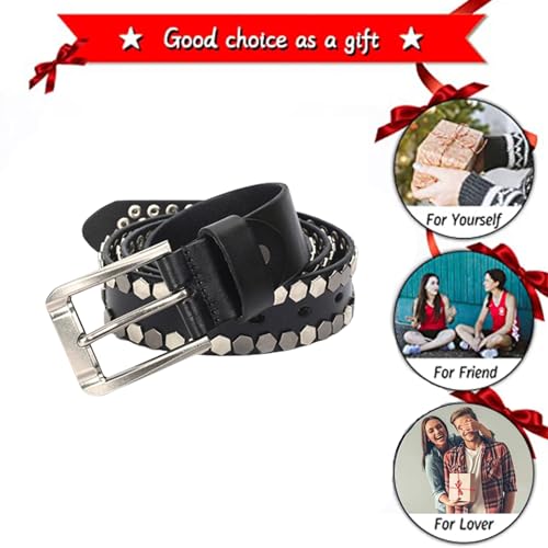Ceinture en cuir véritable et rivets métal de style rock authentique