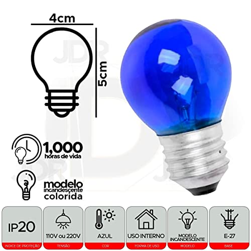 Lâmpadas Bolinha Incandescente 15w E-27 Colorida Transparente (Amarelo)