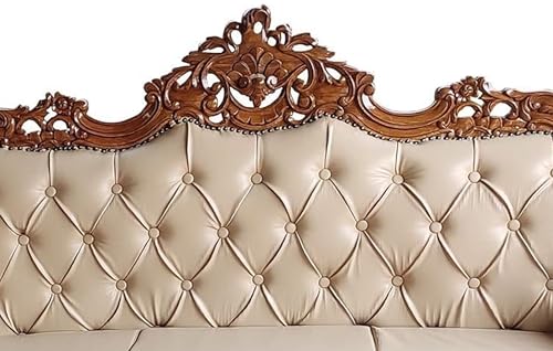 Image of Royal Carved Wooden Sofa Set | 3+1+1 Seater | Antique with Button Tufted Velvet Upholstery | Victorian Style Living Room Furniture Tufted Sofa Set Grey 3-Piece (Design 8)