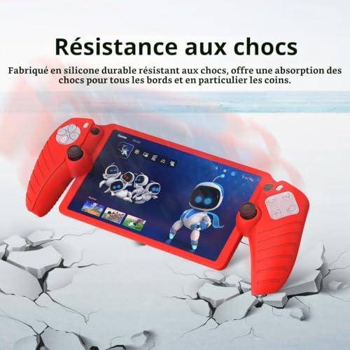 zZjoOoj Coque pour Sony PlayStation Portal/PS Portal/PS5 Portal(2023),Ultra-Mince Flexible Silicone Case, Anti Empreintes Digitales Cover [Slim Fit] - Rouge – vue 4