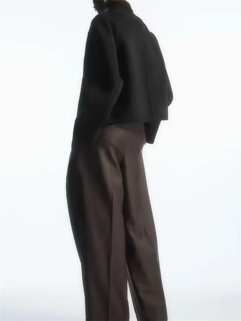 Women's Casual Short Button Woolen Jacket Long Sleeves Casual Warm Outwear