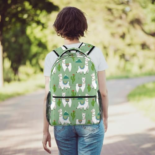Sac à dos d'école fille et garçon avec grand compartiment motif lama imprimé