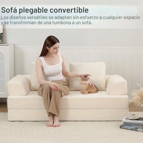 Sillón cama de pana para salón ideal como sofá convertible plegable en dormitorios infantiles 6
