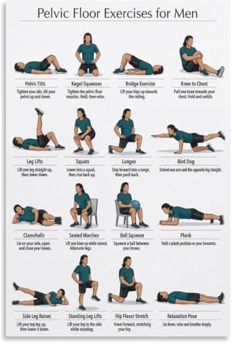 Exercices Kegel homme affiche avec planning de fréquence pour renforcer le périnée
