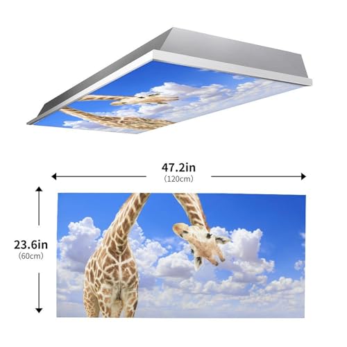 Image of 2 Pack Fluorescent Light Cover for Ceiling Light Classroom- Funnu Giraffe Magnetic Light Cover Fluorescent Light Shade Panel, Decorative Film Filter for Reducing Harsh Glare Flicker Home Decorations