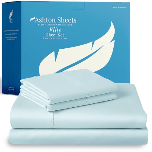 Ashton Sheets 100% Egyptian Cotton Sheets Queen Size Bed Set - 800 Series Elite Collection Egyptian...
