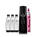 Sodastream - Terra Wassersprudler, Quick Connect Zylindersystem, mit 60L CO2-Zylinder, 3x BPA-freie 1L Flasche, spülmaschinengeeignet, Nachhaltig & reduziert Einwegplastikmüll, schwarz