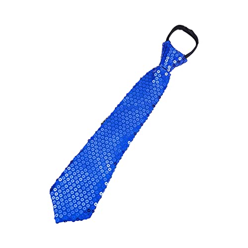 Kalttoy Cravate à paillettes brillantes avec fermeture éclair réglable pour homme et femme, bleu, taille unique