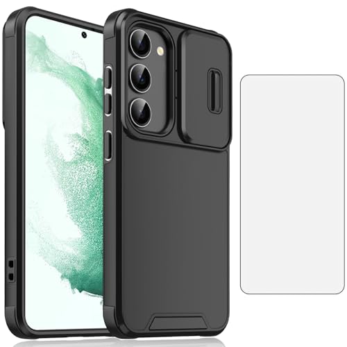 Coque Samsung S22 Asuwish antichoc à cache caméra coulissant et verre trempé