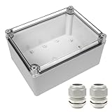 LeMotech Junction Box IP67 Waterproof Dustproof Electrical Box Project Box DIY Enclosure Gray with Transparent Clear Cover, External Size 7.9x5.9x3.9in (200x150x100mm)