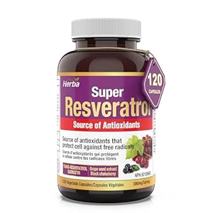 Resveratrol Supplement Canada – 120 Capsules | >98% Trans-Resveratrol with Quercetin, Echinacea, Grape Seed Extract, and Aronia | Powerful Antioxidant Supplement | Made in Canada | Herba