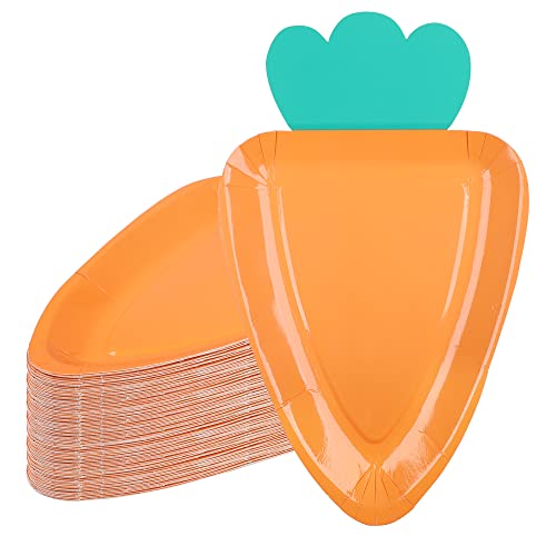 Augisteen 24 PCS Easter Paper Plates Carrot Shape Disposable Plates Easter Spring Party Dessert Plate Cute Paper Plate for Holiday Party Supplies Home Dining Table Decor